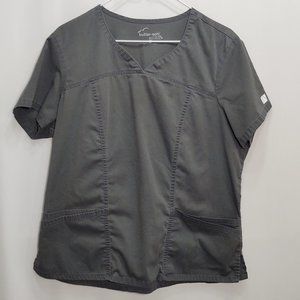 3/$30 Butter-Soft Stretch Grey V-Neck Scrub Top L